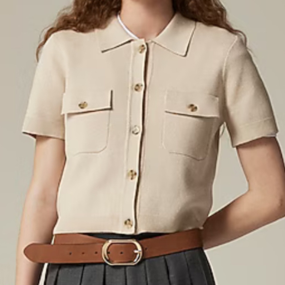 J. Crew Short Sleeve Pocket Cardigan - 3X - Toasted Cream